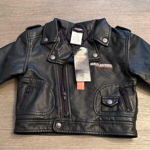 Harley-Davidson Black Faux Leather Biker Jacket size 24 months
